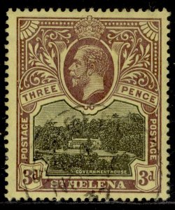 ST. HELENA GV SG77, 3d black & purple/yellow, FINE USED.