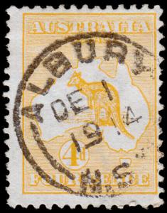 AUSTRALIA #6 1913 4p KANGAROO F-VF USED b 