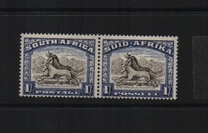 South Africa 1952 SG120a One Shilling lightly mounted mint pair