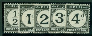 SG D6-D10 Fiji 1918. ½d to 4d postage due set of 5. Pristine unmounted mint