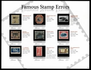 Liberia 2013 - Stamp Errors - Sheet of 9 IMPERF Stamps - Scott #2877 - MNH