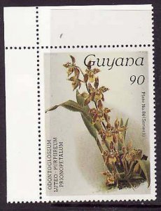 Guyana-Sc#1141a- id9-unused NH 90c-Flowers-Orchids-wmk Lotus Bud Multiple-1985-