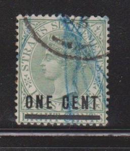 STRAITS SETTLEMENTS Scott # 82 Used - Queen Victoria Overprinted