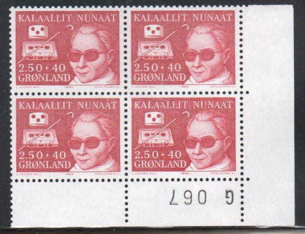 Greenland Sc B11 1983 Handicapped stamp number block of 4 mint NH