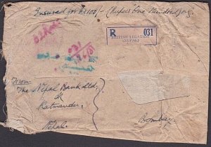 INDIA USED IN NEPAL 1948 Registered Insured cover to Bombay.................Y245 