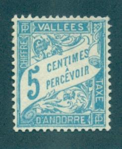 Andorra - French #D6  Mint  Scott $6.75   No Gum