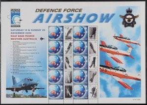 AUSTRALIA 2005 Defence Force Air show WA $5 SES, 50c Globe warplanes tabs MNH **