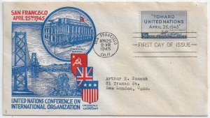 WW2 Patriotic Cover: U.N Conference 25 Apr 45 San Francisco, CA, Cachet (53926)