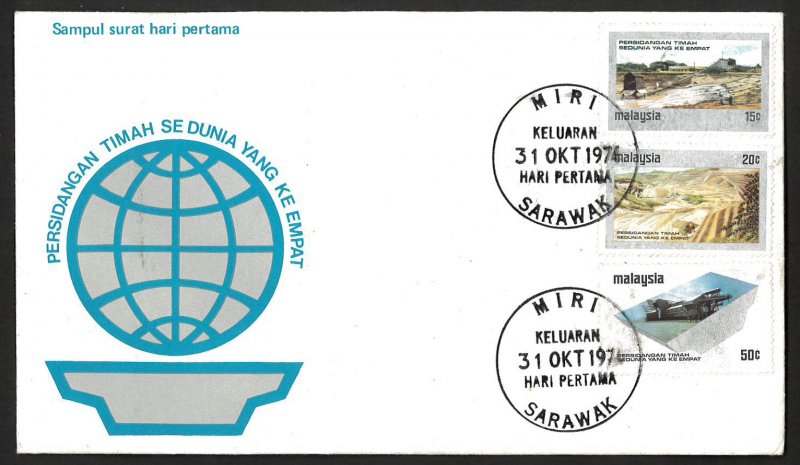 Malaysia SC#123-125 World Tin Conference (1974) FDC