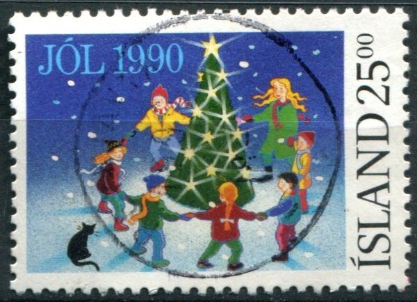 Iceland Sc#716 Used, 25k multi, Christmas 1990 (1990)