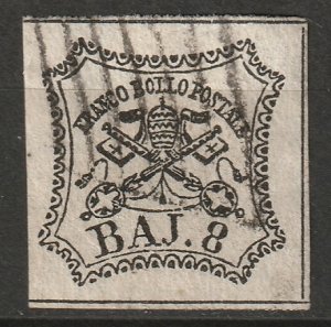 Italy Roman States 1852 Sc 9 Papal States used