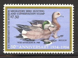 United States Scott RW51 MNHOG - 1984 $7.50 Widgeons - CV $16.00