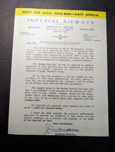 1931 England Cover Imperial Airways First Air Mail Letter from Managing Director