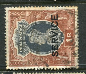 INDIA; Early 1938 GVI SERVICE Optd. issue used 1R. value