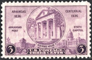 SC#782 3¢ Arkansas Statehood Centennial (1936) MNH