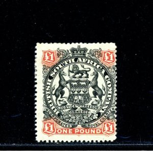 Rhodesia #57 (R527) Coat of Arms, 1 pound black & red, green, M,H,F,CV$450.00