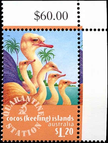 Cocos Islands #319-322, Complete Set(4), 1996, Birds, Animals, Never Hinged