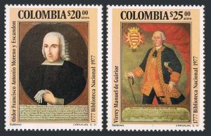 Colombia C651-C652, MNH. National Library-200, 1977. F.A.Moreno, M.de Guirior.