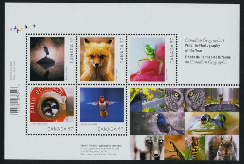Canada 2388 MNH Wildlife Photography, Fox, Birds