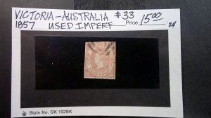 Victoria - Australia 1857 Scott# 33 USED IMPERFORATE