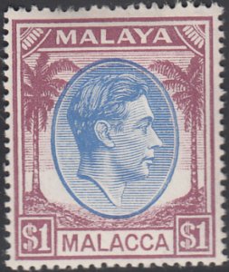 Malaya Malacca 1949 MH Sc 15 $1 George VI