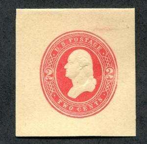 U.S. W287 Cut Square, 2c Red, manila wrapper