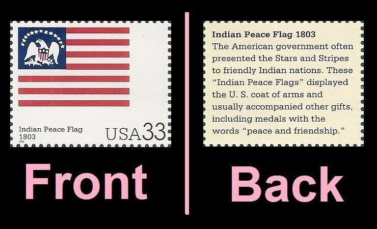 US 3403i The Stars and Stripes Indian Peace Flag 1803 33c single MNH 2000