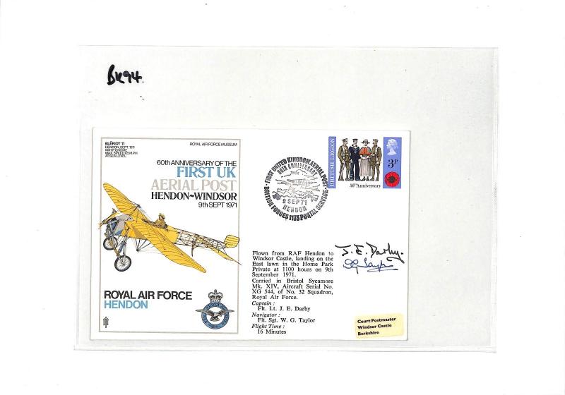 BK94 1971 GB First UK Ariel Post RAF Hendon Airmail Cover {samwells}PTS