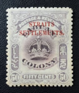 Malaya 1906-07 Straits Settlements opt LABUAN Crown 50c MNG SG#150 M4485