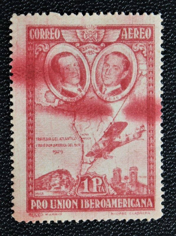 Spain C55 MH ERROR Ink Blobs Air Mail 1930