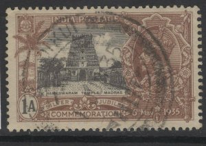 INDIA SG242 1935 1a SILVER JUBILEE LEFT USED