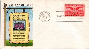 FDC 1949 SC #C40 Fluegel Cachet - Alexandria VA - Single - F63518