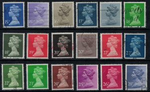 Great Britain 18 Mid Value SG Type X QEII Machins - Used