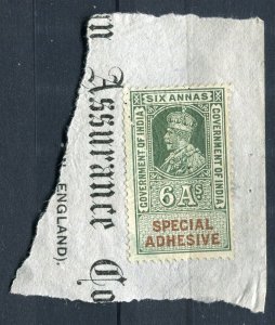 INDIA; Early 1900s GV Portrait type Revenue issues fine used 6a. PIECE