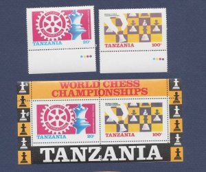 TANZANIA - Scott 304-305, 305a - MNH S/S - Chess - 1986