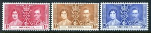 DOMINICA SC#94-96 Coronation of King George VI (1937) MH