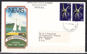 Nevis, Scott cat. O30. Eyelash Orchid Gutter Pair. Official. First day cover. ^