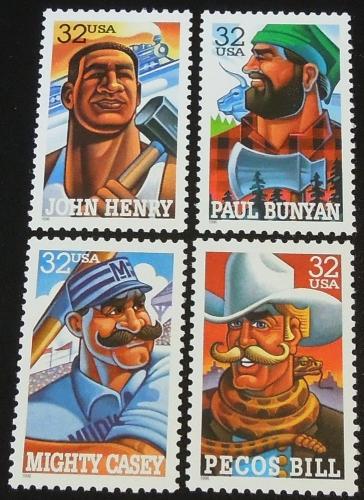 1996 32c Folk Heroes Scott 3083-3086 set of 4 Mint NH