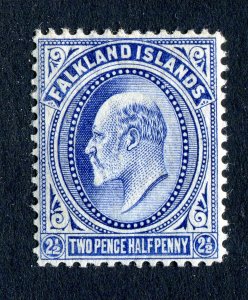 Falkland Islands 1904 KEVII. 2 1/2d ultramarine. MH. SG46.