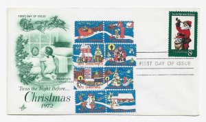 US 1472 8c Christmas Issue Santa single on FDC w Seals Artcraft Cachet ECV$15.00