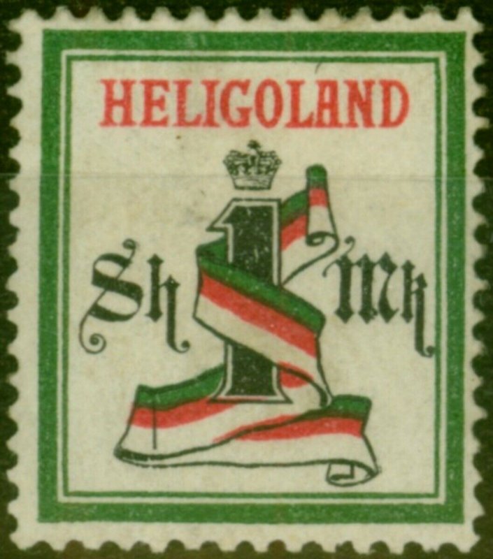 Heligoland 1879 1m Deep Green Scarlet & Black SG18 Fine MM