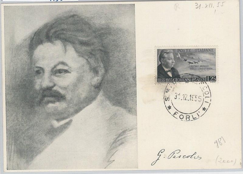 56830 -   ITALY -  POSTAL HISTORY - MAXIMUM CARD: 1955 G. PASCOLI Litterature