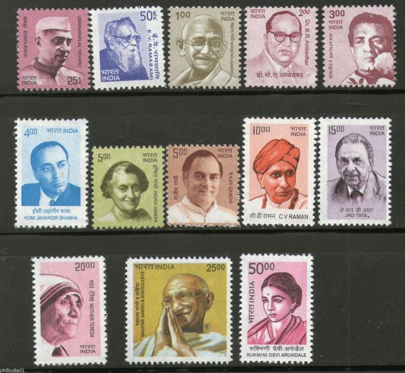 India 2008-9 10th Def. Series Builders of Modern India Gandhi Sc 2276-87 MNH