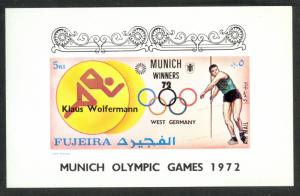 FUJEIRA 1972 MUNICH OLYMPICS JAVELIN WINNERS Souvenir Sheet Mi BLK175B MNH