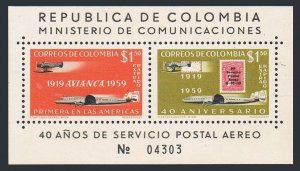 Colombia C350,MNH.Michel 897-898 Bl.17. AVIANCA company,1960.Stamp.planes.