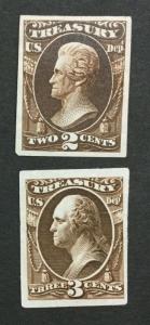 MOMEN: US #O73P3-O74P3 PLATE PROOF ON INDIA #25915