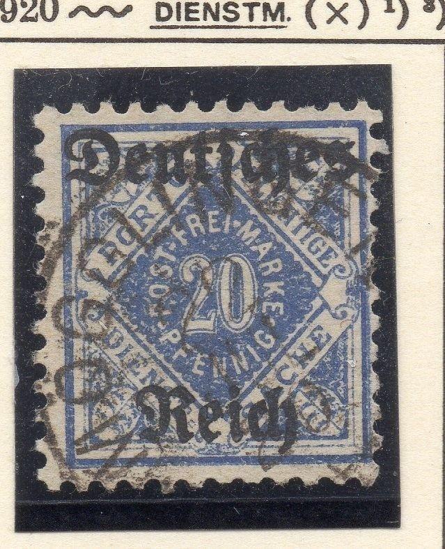 Germany 1920 Official Issue Fine Used 20pf. Optd 115963