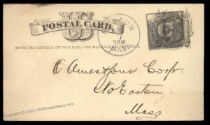 USA 1800s Boston Mass Negative Letter Fancy Cancel Cover 94995
