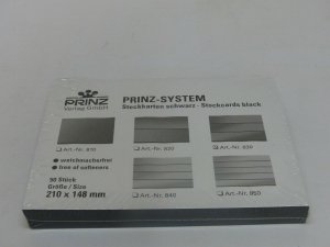 High quality Prinz System black stockcards 210x148mm - 3 strips pack of 50 cards 
