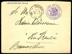 EDW1949SELL : CHILE Early 1914 Free Frank usage in Argentina.